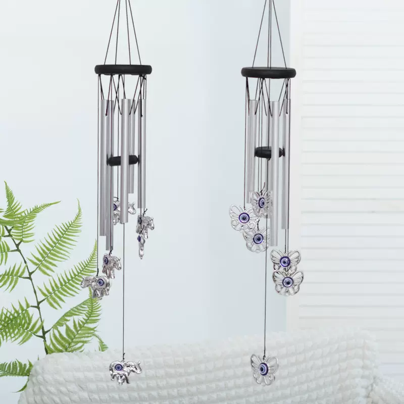 跨境中东爆款金属铝管风铃恶魔之眼室内挂饰办公室木制工艺品挂件