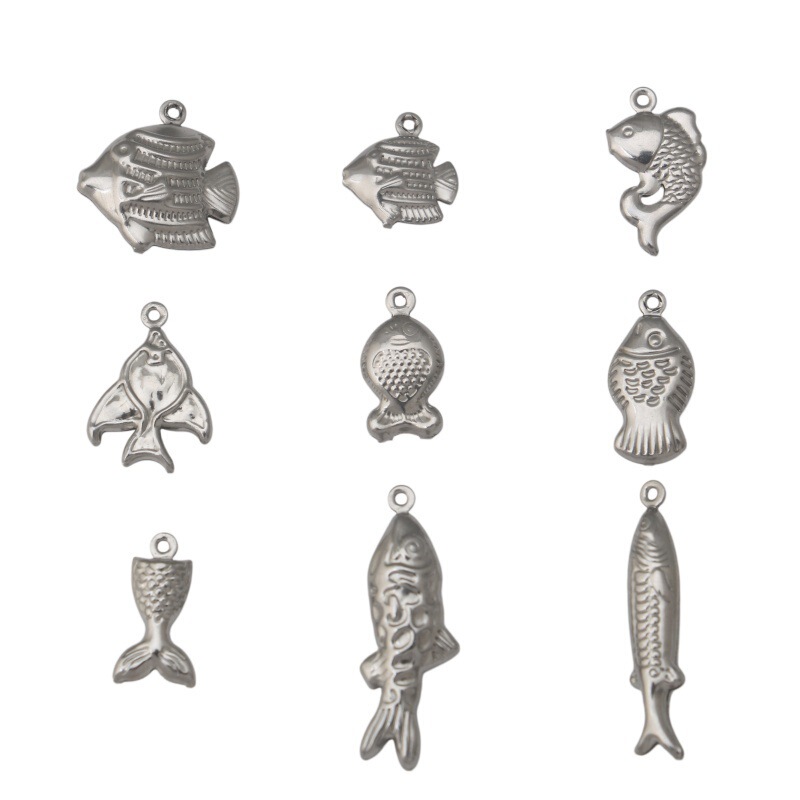 Ocean Animal Series Hollow Stainless Steel Small Fish Pendant DIY Jewelry Accessories Creative Necklace Bracelet Pendant