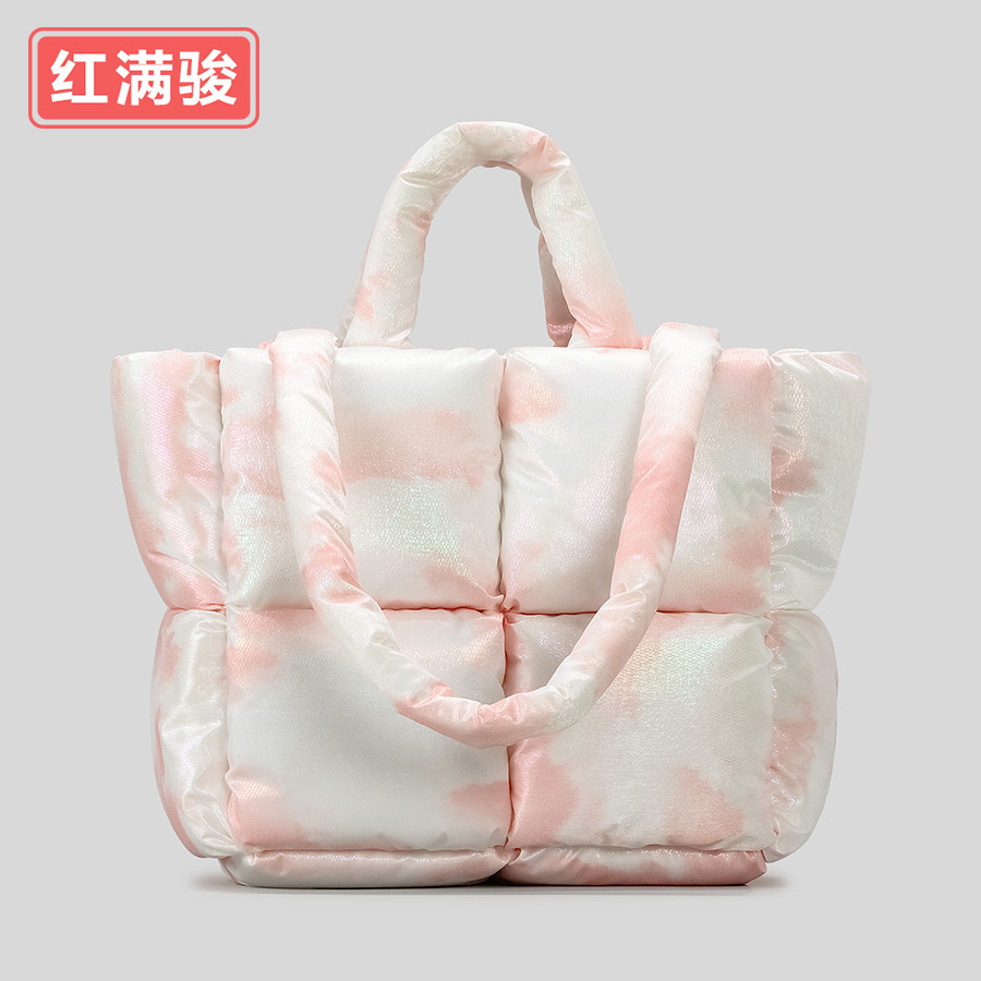 Nuevo bolso transfronterizo de las mujeres acolchadas de algodón simple bolsa de espacio lleno de algodón suave bolso de hombro lleno de tela escocesa