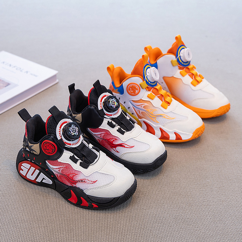 Zapatillas Deportivas de Básquetbol para Niños Suela de Caucho Sintético, Malla y PU, Transpirable, Ligero, Antideslizante
