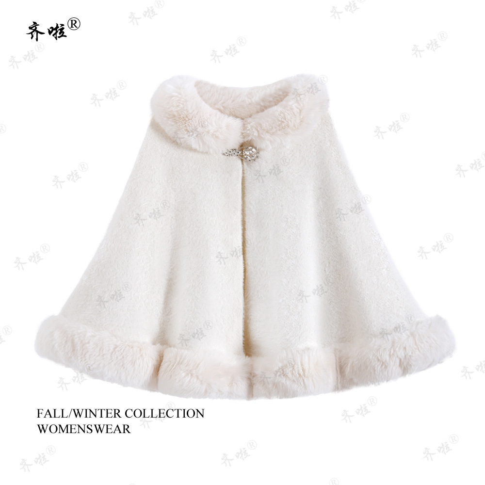 厂家批发秋冬新款结婚仿皮草披肩水貂毛婚纱礼服加厚针织保暖披风