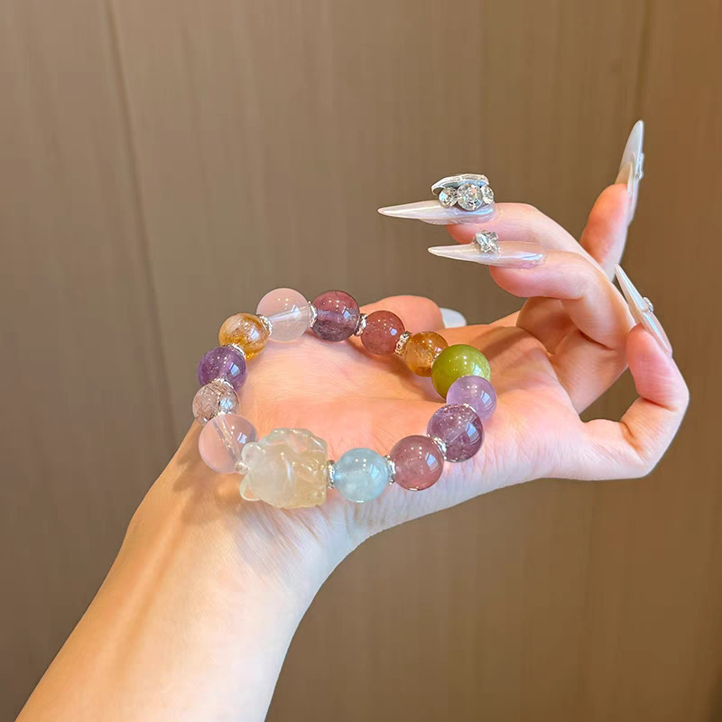 オールマジックオープンユン〜女性向けの高エネルギー天然クリスタルブレスレットアクセサリー、桃と富のビーズブレスレット、親友へのギフト|undefined