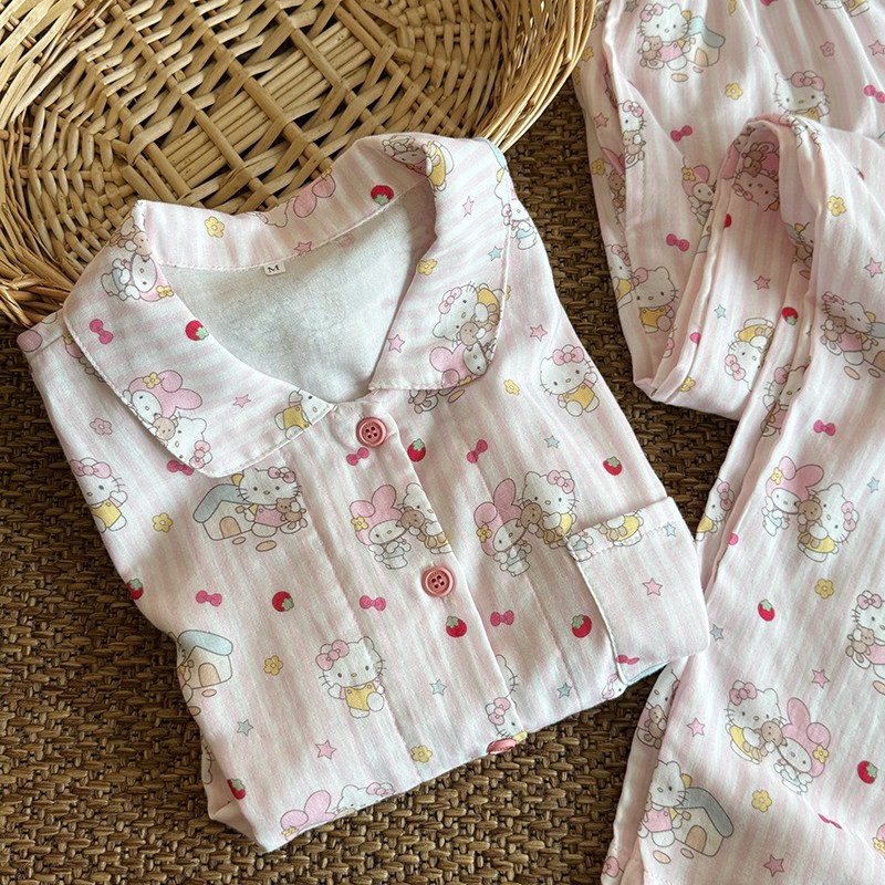 Qadın pambıq pijama dəsti, zolaqlı, yaylıq üçün