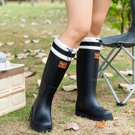 跨境雨鞋女高筒成人时尚雨靴防滑水鞋加绒户外耐磨长筒防水胶鞋