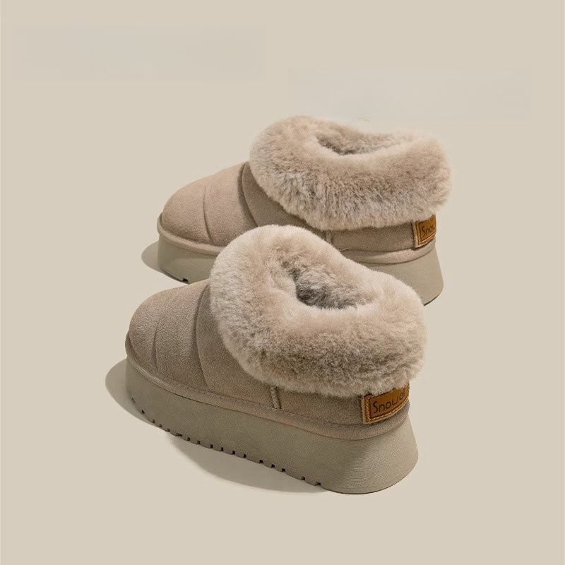 Hot style furry brood sneeuwlaarzen voor vrouwen 2024 winter nieuwe dikke zool verhogende bont mond plus fluweel verdikte casual katoenen schoenen_voghion.com