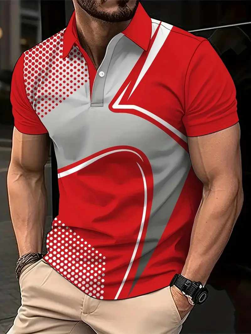 Comercio electrónico transfronterizo comercio exterior nuevos productos tops para hombres gráficos geométricos impresión 3D casual solapa camisa POLO MB13