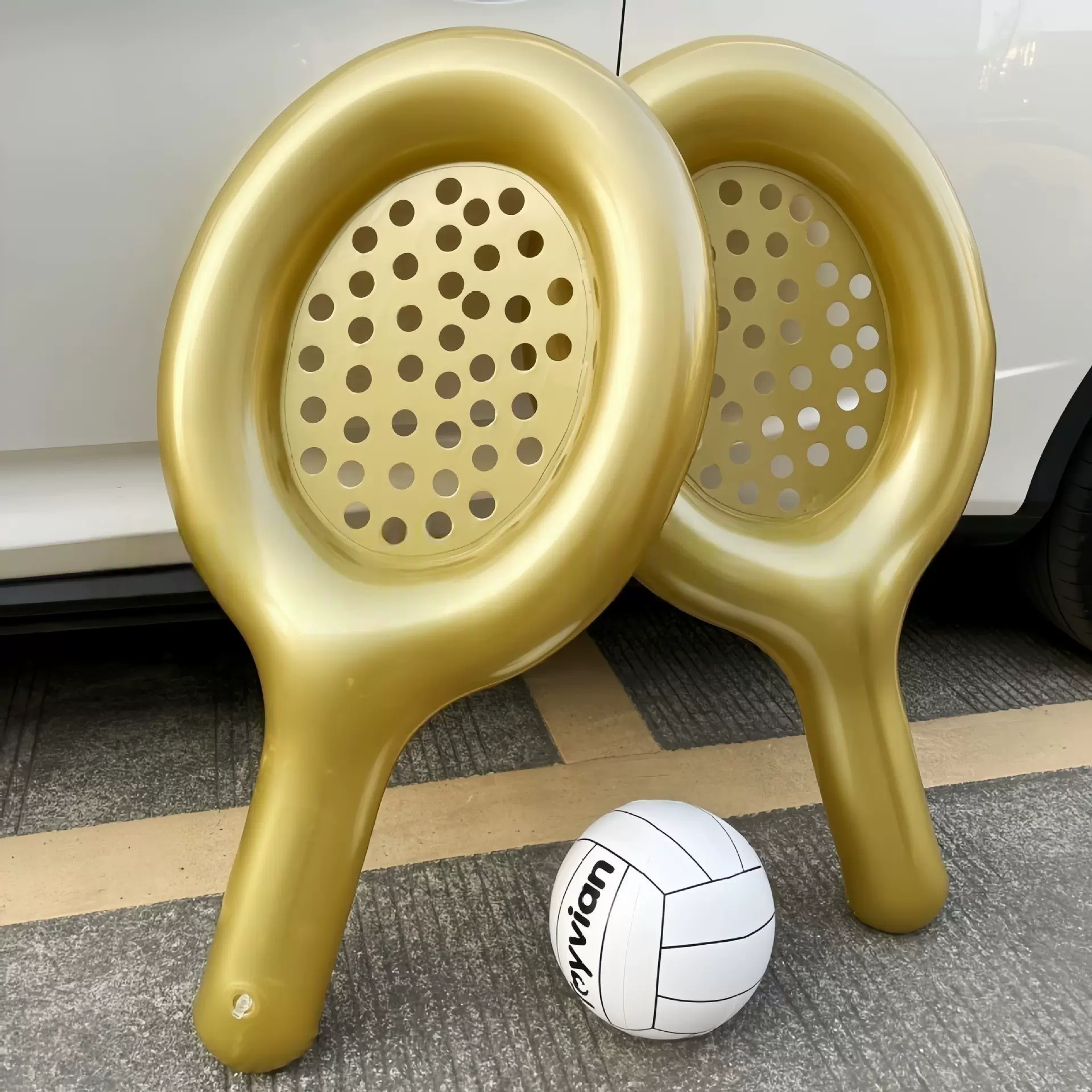 跨境定制充气PVC超大网球拍户外运动成人玩具亲子互动玩具网球拍