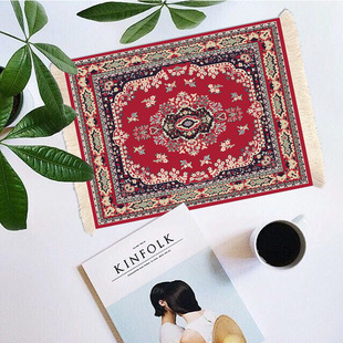 Cross-border Hot Sale small size Plush Cloth Mouse Pad Vintage Persian Mat Non-slip Tassel Coaster Non-slip Creative Table Mat