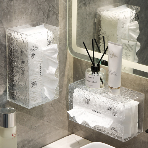 Face towel storage box wall-mounted tissue paper box punch-free bathroom facial tissue wall-mounted napkin acrylic