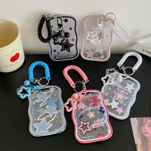 Hisocute Star Wave Slide Card Holder Student Bus Card Metro Card Holder Star Chasing Girl 3inch Card Holder
