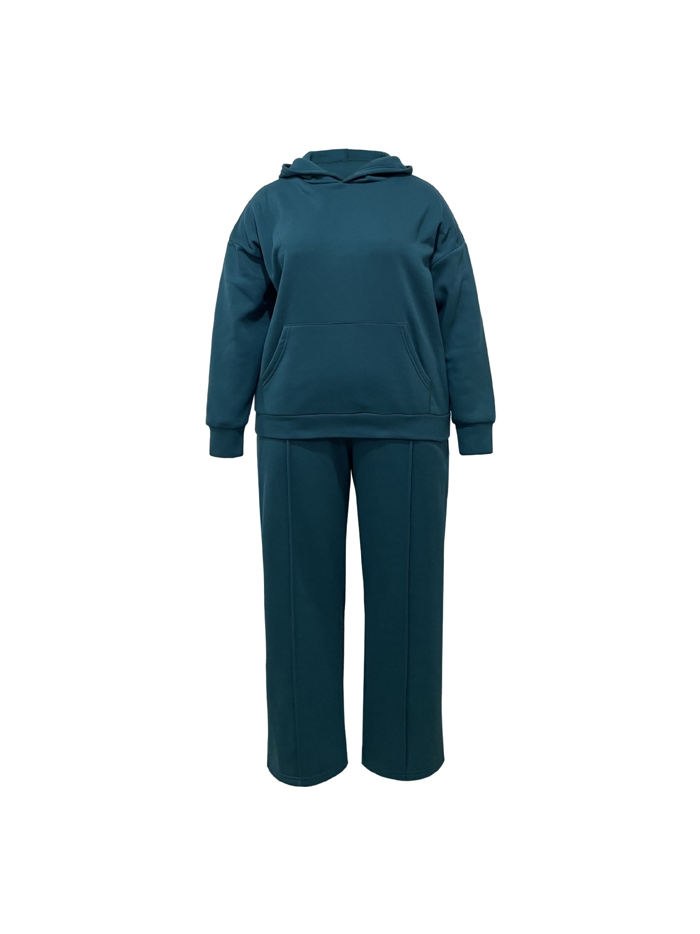 Women's Autumn Winter Hooded Sweatshirt And Straight Leg Pants Set Plus Size Clothing Popular_ecoleips.com