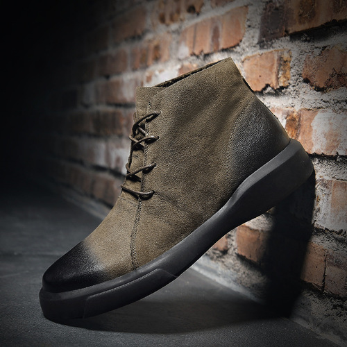 Large size outdoor Martin boots, men's boots, autumn high-top men's leather boots, Korean style retro Chelsea cotton boots