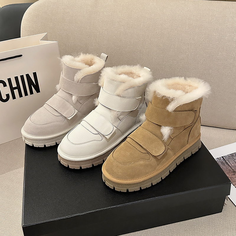 Snow boots women's winter new style with velvet and thick student warm short boots trend thick soles increase cotton shoes_voghion.com