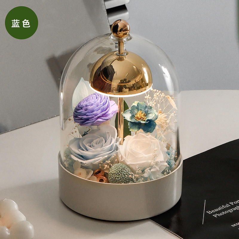 Yunnan al por mayor campana de viento eterna flor de vidrio lámpara de escritorio caja de regalo adornos lámparas de noche dormitorio regalo cálido