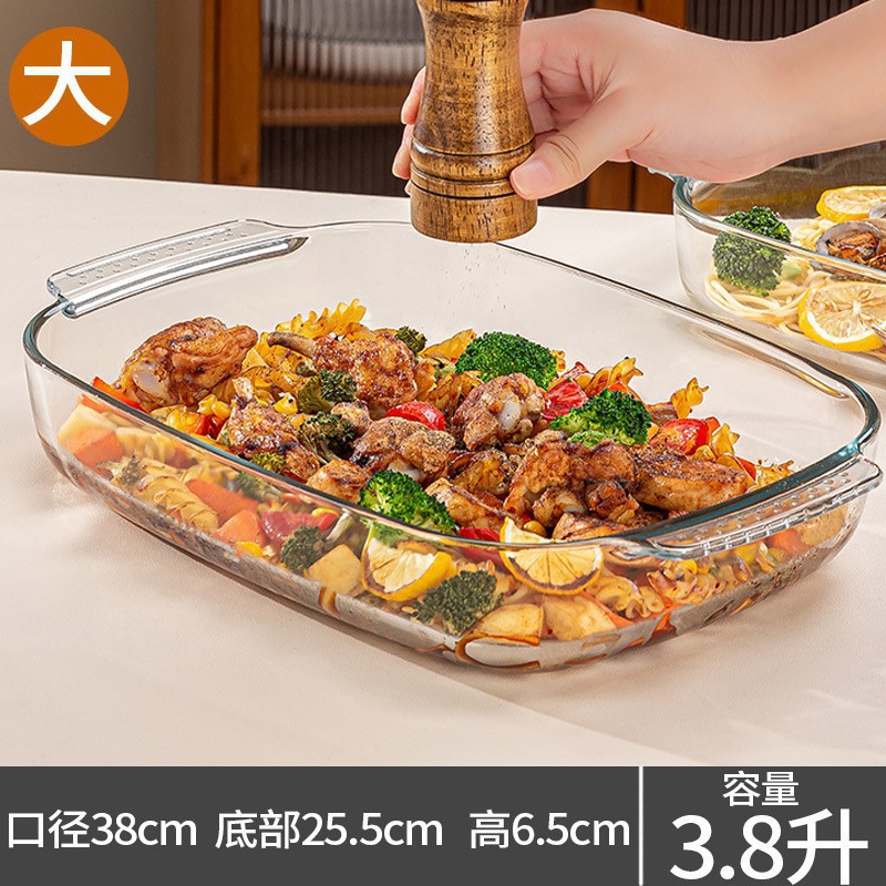 Bandeja Rectangular de Vidrio para Hornear, Vidrio Templado, Resistente al Calor, para Microondas y Horno