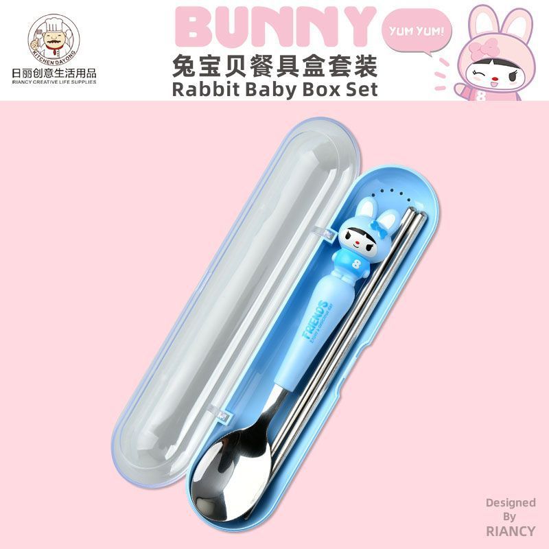 Animal encantador portátil para llevar estudiantes cucharas de comidas dormitorios escolares cucharas de cubierta de cubierta set
