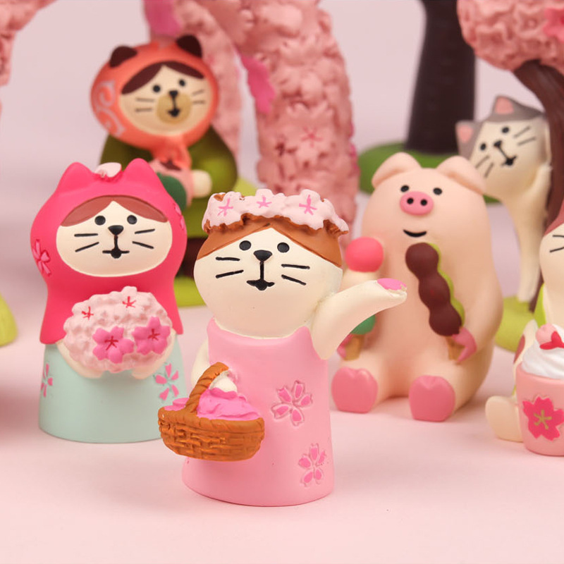 Japanese-style zakka cat cherry blossom cat cute handmade ornaments cute desktop home resin crafts small ornaments Japanese-style zakka cat cherry blossom cat cute handmade ornaments cute desktop home resin crafts small ornaments