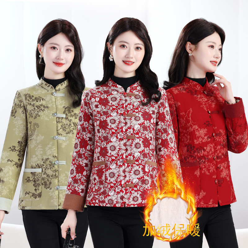 秋冬棉袄女修身国风女款棉衣小棉袄保暖棉服中老年妈妈装加绒棉袄