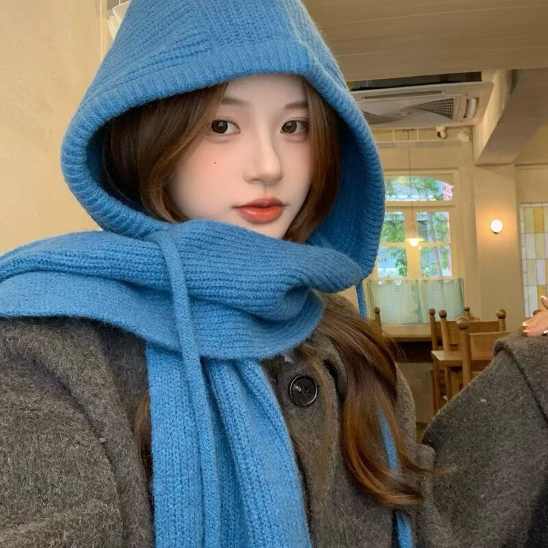 Winter hat and scarf set, soft and thick, oversized, versatile, with a relaxed style, knitted wool outerwear, decorative hood Winter hat and scarf set, soft and thick, oversized, versatile, with a relaxed style, knitted wool outerwear, decorative hood