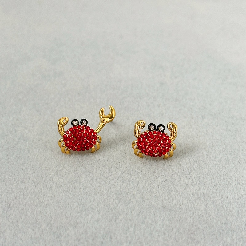 1 Pair Quantity 1 Pair Cute Japanese Style Crab Plating Brass Zircon Ear Studs