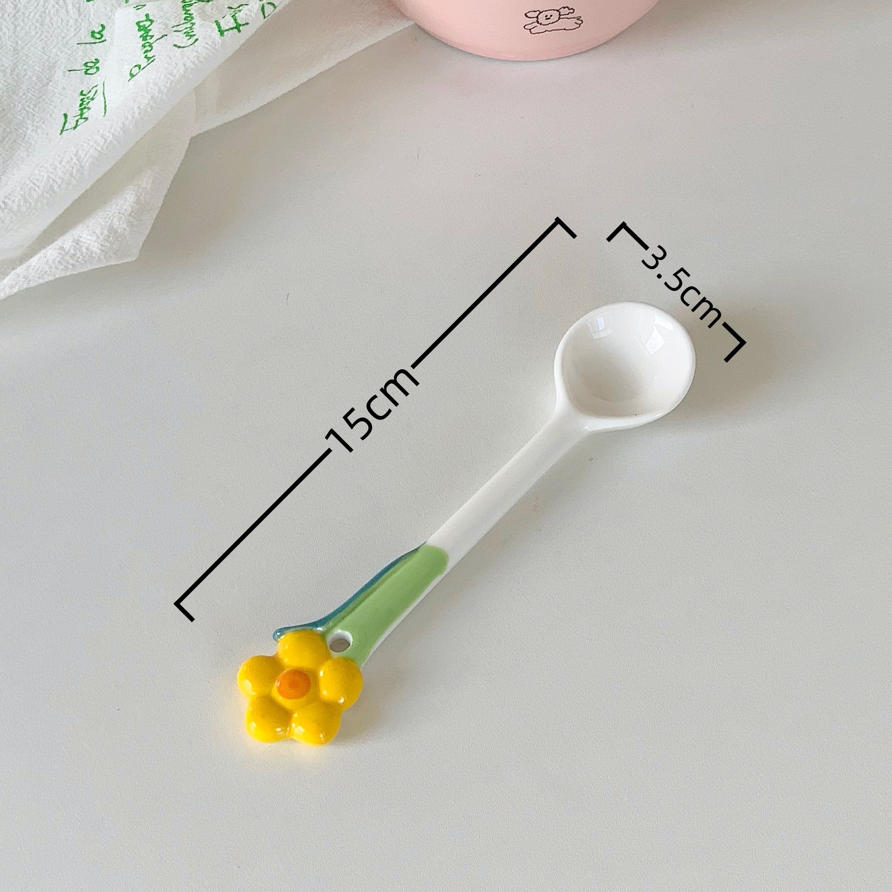 Cute Ceramic Coffee Scoop With Long Handle For Dessert And Stirring_voghion.com