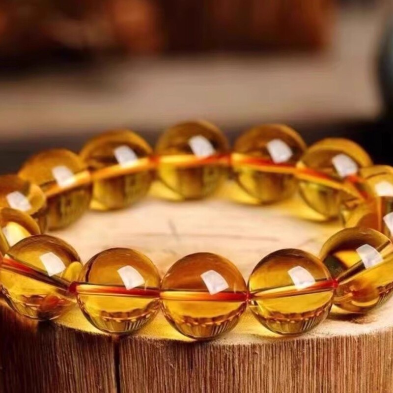 Natural Yellow Citrine Bracelet from Brazil, Gemstone, Intense Yellow, Unisex, Enhances Clarity