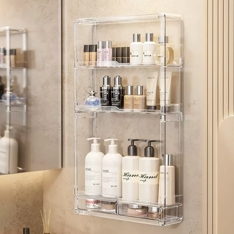 卫生间置物架厕所洗漱台批发墙上化妆品免打孔壁挂式浴室置物架