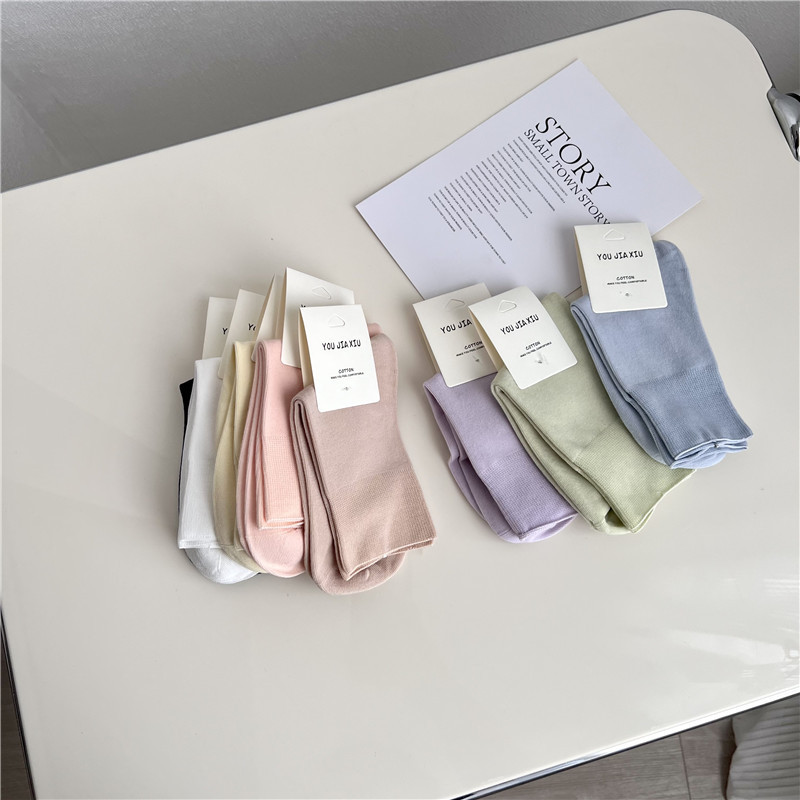 35g Weight Socks Classification Socks Lingerie Type Cotton Fabric Type Stretchy Elasticity A Pair Quantity Daily Occasion Comfort Function Solid Color Pattern All Seasons Season Women's Gender Simple Style Style Simple Style Women's Solid Color Cotton Crew Socks A Pair 2