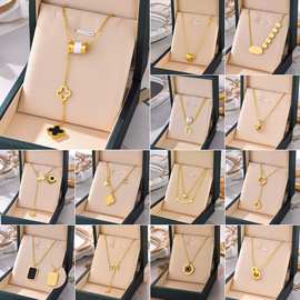 跨境时尚爱心钛钢项链女轻奢小众设计感通体钛钢不掉色气质锁骨链