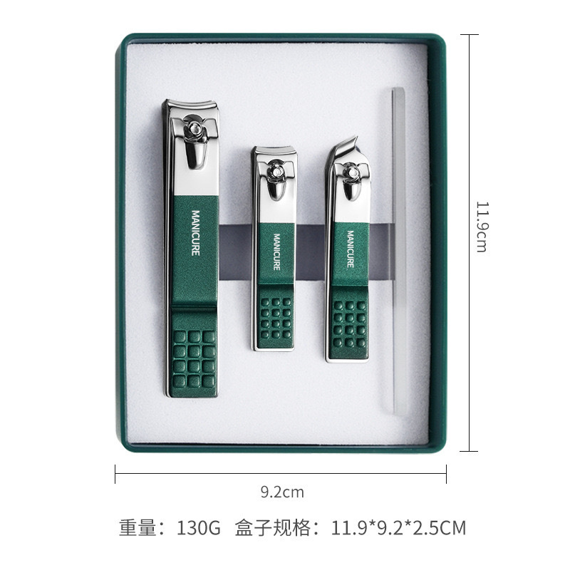 Juego de cortaúñas en stock para uso doméstico, cortaúñas anti-salpicaduras, set de regalo para manicura, set completo con tijeras para uñas duras, planas y angulares.