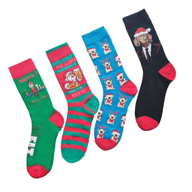 70g Weight Socks Classification Socks Lingerie Type Cotton Fabric Type A Pair Quantity Holiday, Festival Occasion Non-Slip Function Christmas Festival Santa Claus, Dog Pattern All Seasons Season Men's Gender Cartoon Style Style Christmas Cartoon Style Men's Santa Claus Dog Cotton Crew Socks A Pair 无