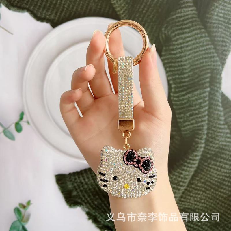 跨境新款KT猫钥匙扣挂件卡通挂饰陶泥镶钻书包背包饰品配件批发|undefined