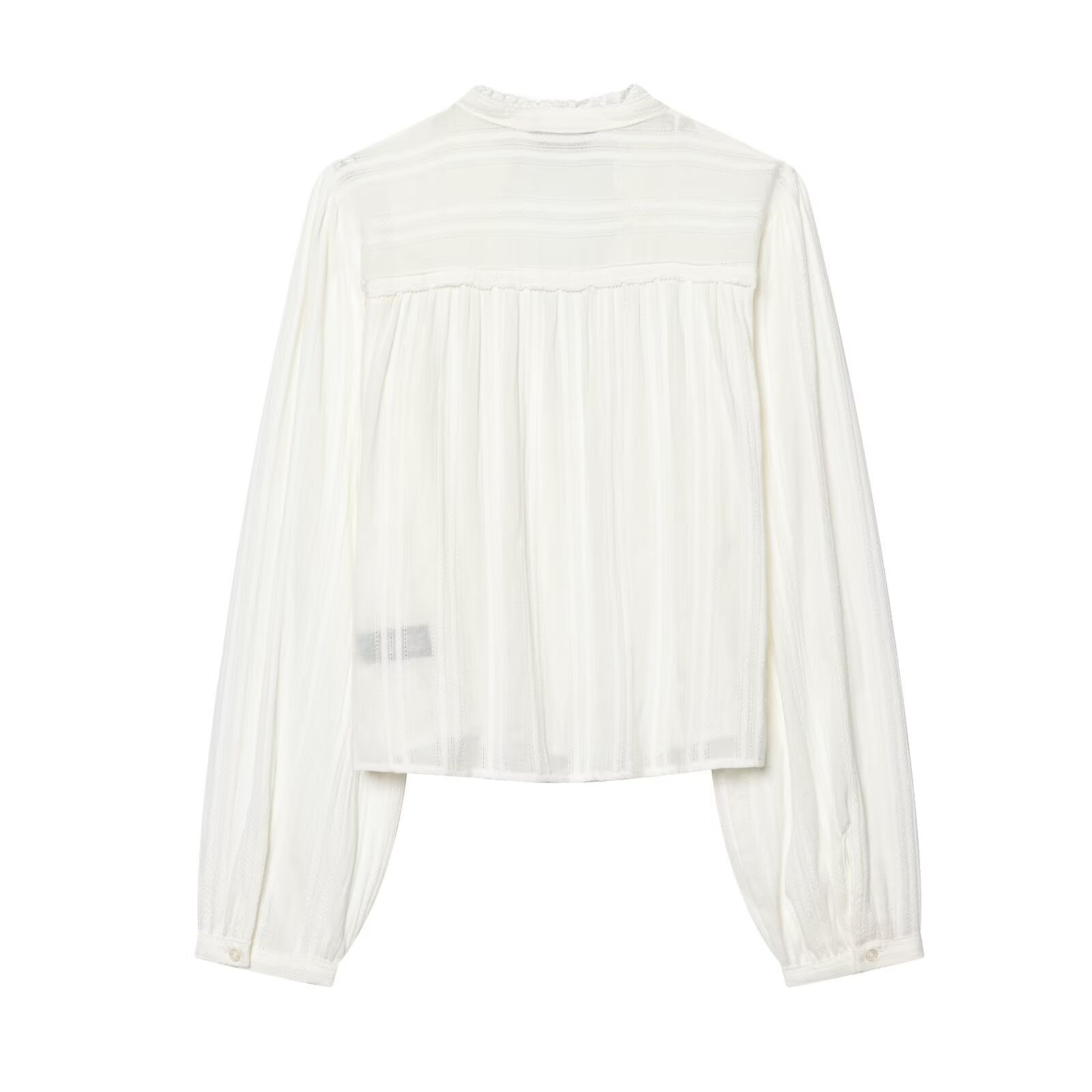 Women's Clothing Women's V Neck Short Shirt Fashion Lace Trimmed Long Sleeved Top Summer For Formal & Casual For Women_ecoleips.com