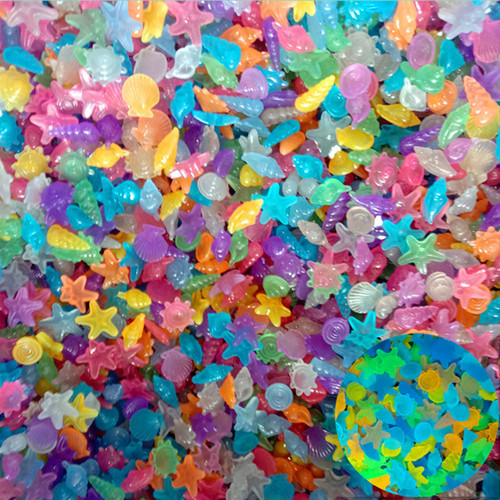 1.5g small ocean stone fish tank aquarium landscaping fluorescent conch shell starfish 1cm luminous animal luminous stone