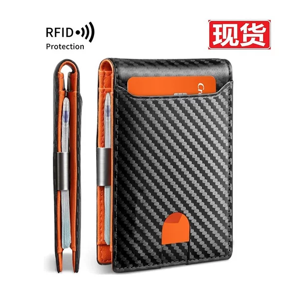 Amazon's Hot-Selling Item in Stock: European and American Style Carbon Fiber Pattern Dollar Bill Holder, Minimalist Multi-Card Slot Card Holder, Flip Cover, Bi-Fold, 20