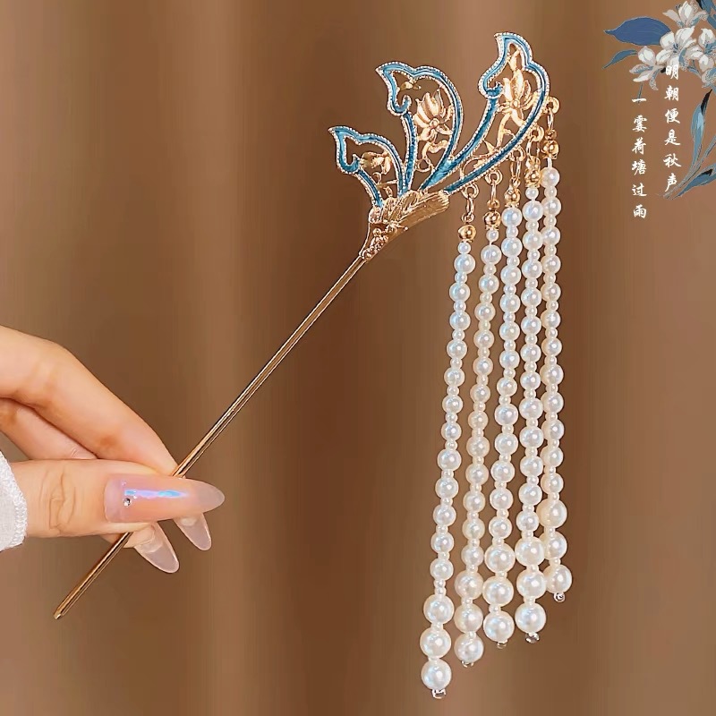 Chinese hairpin pearl with tassels