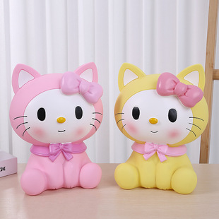Cartoon large-capacity kitten piggy bank vinyl anti-fall ornaments for boys and girls classmates birthday gift piggy bank