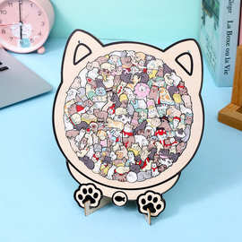 超难异形木质拼板生日礼物女马卡龙猫咪拼图趣猫集拼图摆件130片