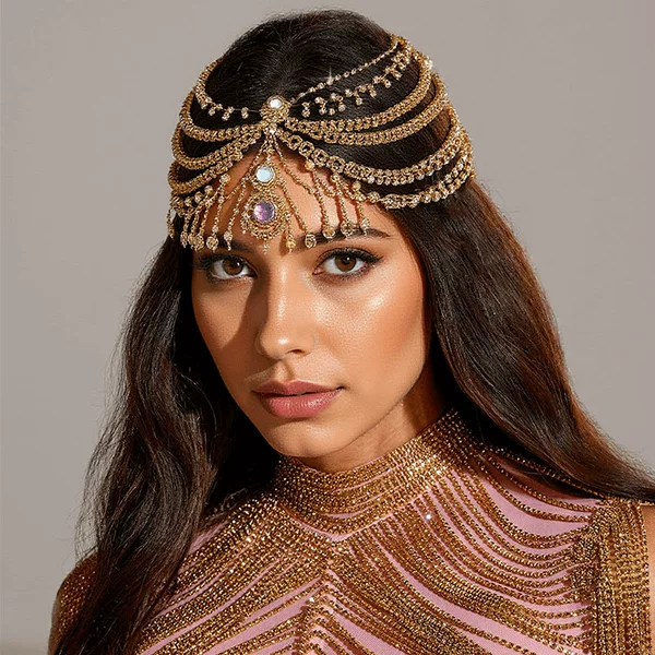 Amazon's New Water Drop Pendant Hair Chain High-End Rhinestone Multi-Layer Hair Accessories Prom Accessories Women's Hair Chain