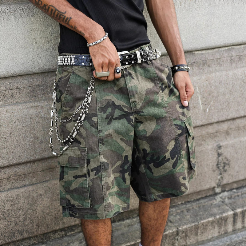 Men's Summer Cross-Border Foreign Trade New Denim Shorts European and American Fashion Casual Street Style Loose Wide-Leg Shorts