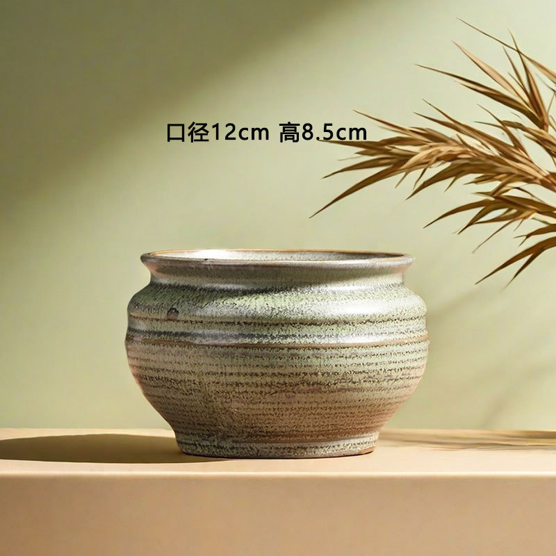 Qunseng maceta de flores de cerámica doméstica maceta de cerámica gruesa de gran calibre maceta de cerámica verde bandeja de flores al por mayor de precios especiales