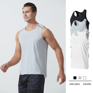 Summer Running Sports Vest Men's Lightweight Punch Marathon Racing Vest Sleeveless Quick-drying Fitness Sweatshirt