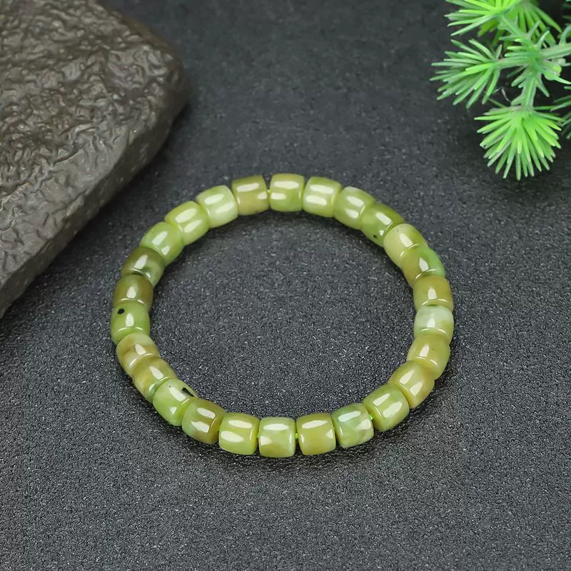 天然和田玉手串碧玉老型珠直切归圆手链男女款手饰货源供应