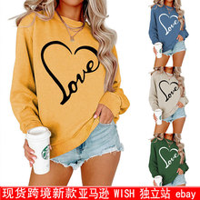 外贸现货冬季休闲欧美女装亚马逊独立站LOVE字母爱心圆领卫衣
