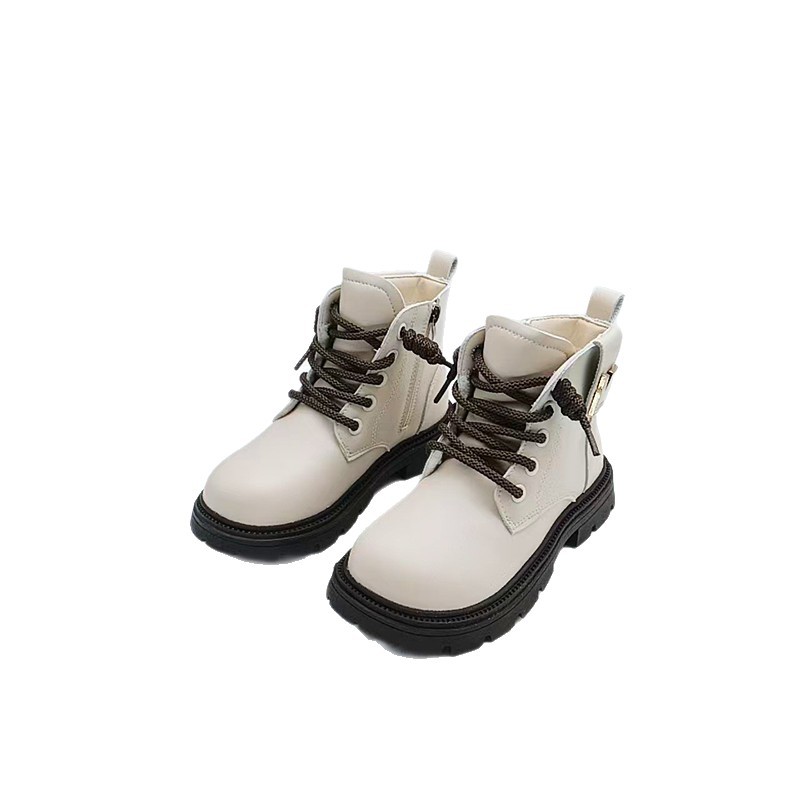 27-37 Botas de invierno para niños, niños y niñas, botas cálidas de terciopelo, cremallera lateral para niños, botas de moda Martin