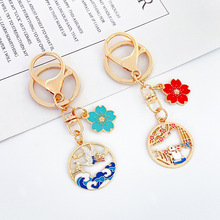 中国风镂空金属仙鹤猫兔钥匙扣挂件创意汽车钥匙链时尚包包挂饰品