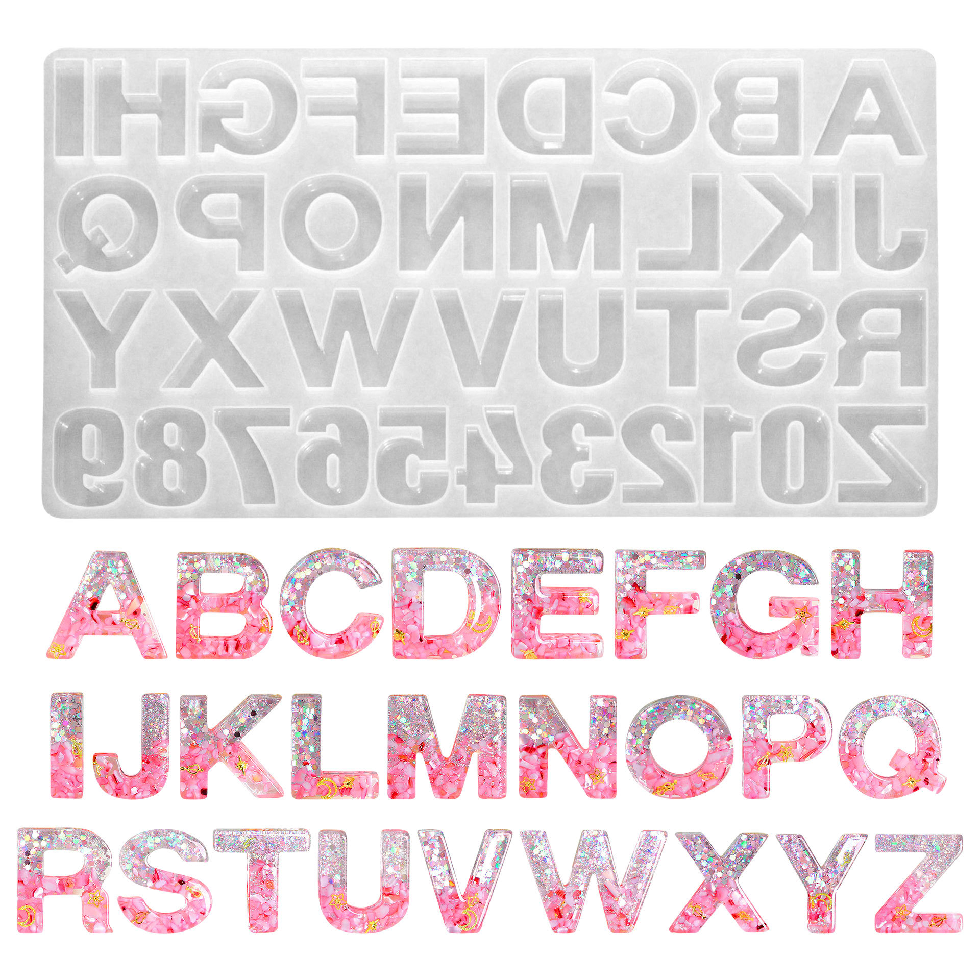 26 letras inglesas molde de silicona DIY creativo colgante digital de cristal de resina epoxi llavero colgante molde