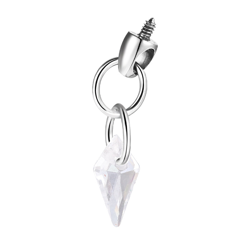 Zesen F136 Titanium Alloy Water Drop Bullet Head Internally Threaded Lip Nail 0.9mm Tooth Lip Nail Ear Bone Nail Accessories Crystal Zircon detail image 9