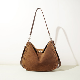 Retro leather matte one-shoulder bag, demi-season design bag strap