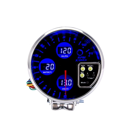 Cross-border bestseller 5inch Car modification instrument panel water temperature, oil pressure, voltage, and RPM four-in-one racing modification instrument panel (automobile instrument)
